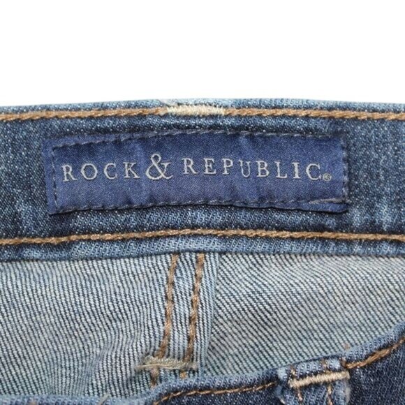 Rock & Republic Kasandra Womens Size 6M Dark Wash Blue Denim Jeans Boot Cut - Picture 6 of 8